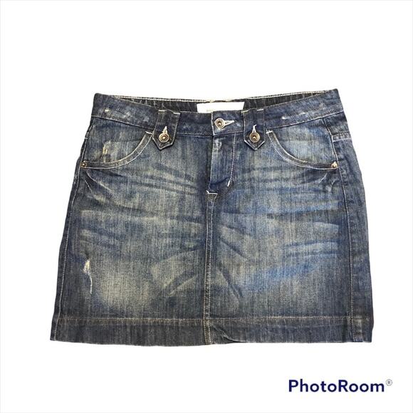 Paper Denim and Cloth Jean Skirt Womens 6 Distressed Medium Wash Boho Festival - Picture 1 of 10